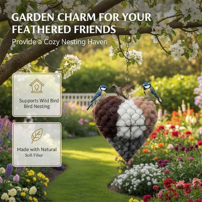 Handmade Alpaca Fiber Bird Nesting Heart